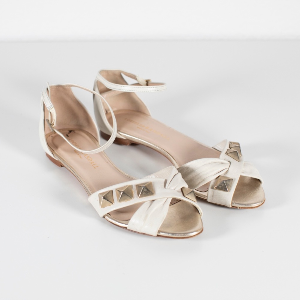 Loeffler Randall White Leather Stud Sandals 6